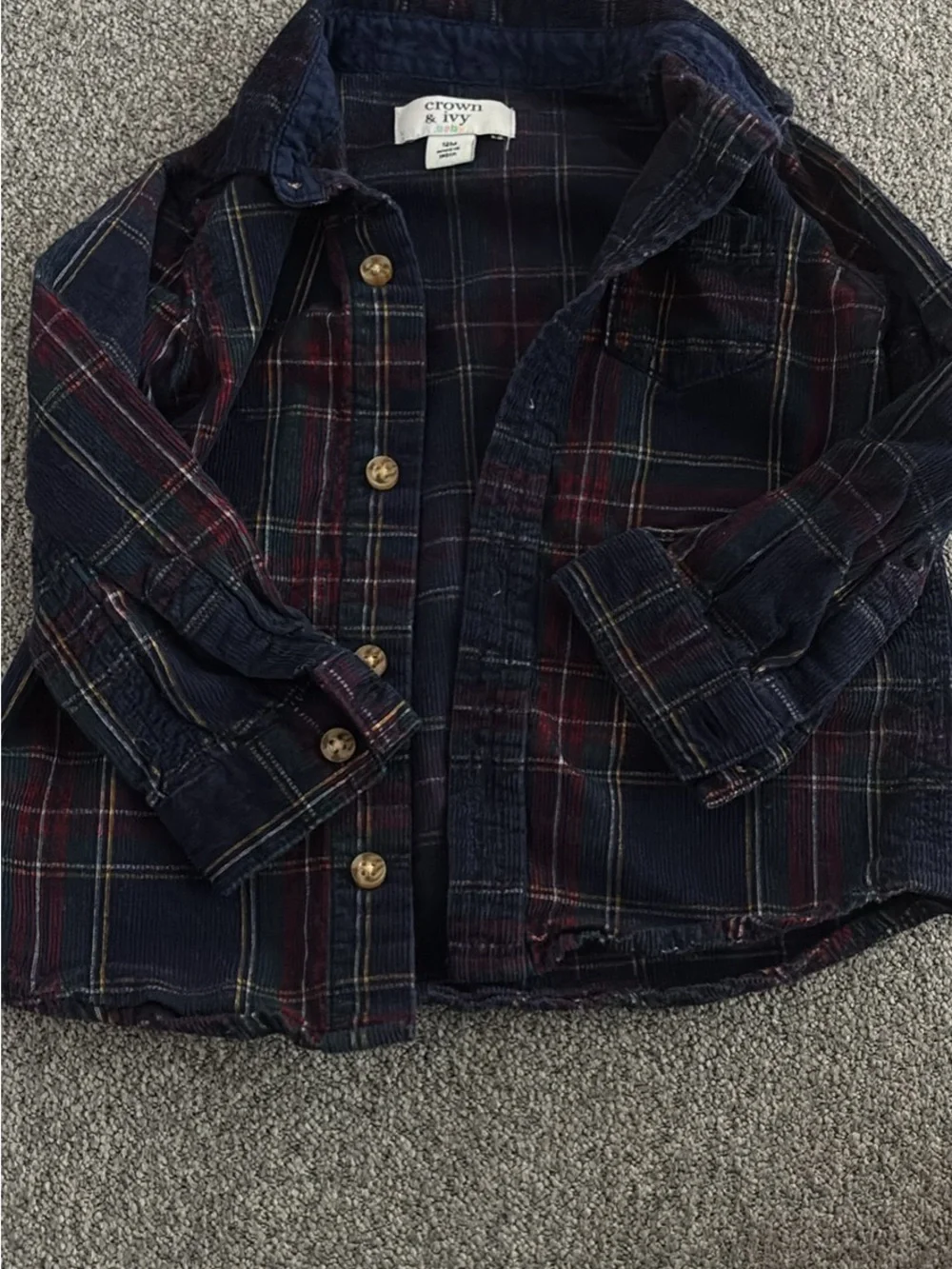 Boys Navy Plaid Button-Down Shirt